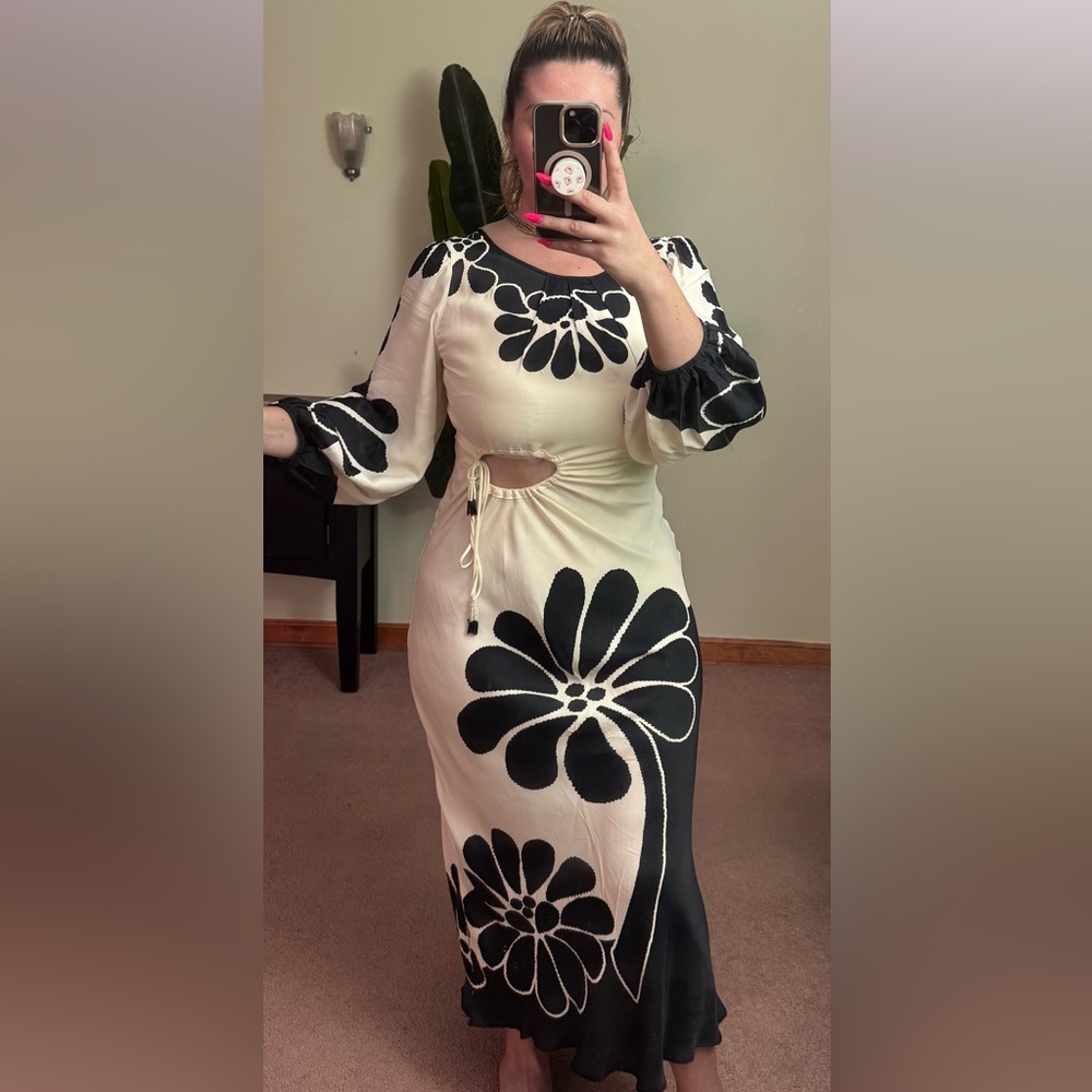 FARM Rio Palermo Floral Long Sleeve cutout Dress size L - Picture 13 of 13
